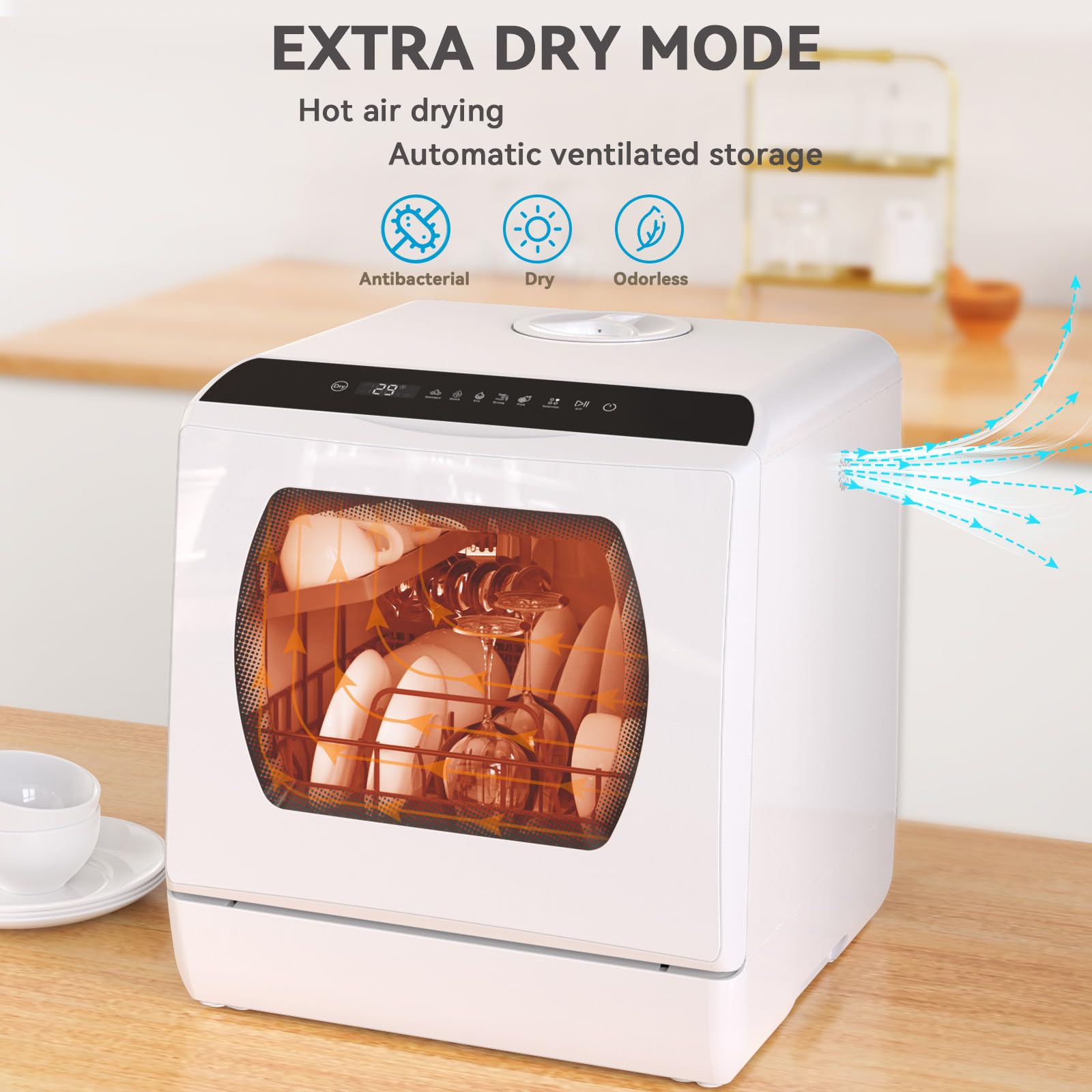 Portable Countertop Dishwasher, 5 Washing Programs Mini Dishwasher with 5L Built-in Water Tank & Inlet Hose, For apartments