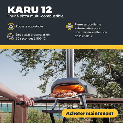 Ooni Karu 12 Multi-Fuel Outdoor Pizza Oven – Portable Wood and Gas Fired Pizza Oven with Pizza Stone, Outdoor Ooni Pizza Oven - Woodfired & Stonebaked Pizza Maker, Countertop Dual Fuel Pizza Oven