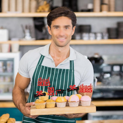 36 PCS 2023 Graduation Theme Cupcake Toppers Glitter Class of 2023 Graduation Cap Diploma Cupcake Picks Party Cake Decorations Supplies Red