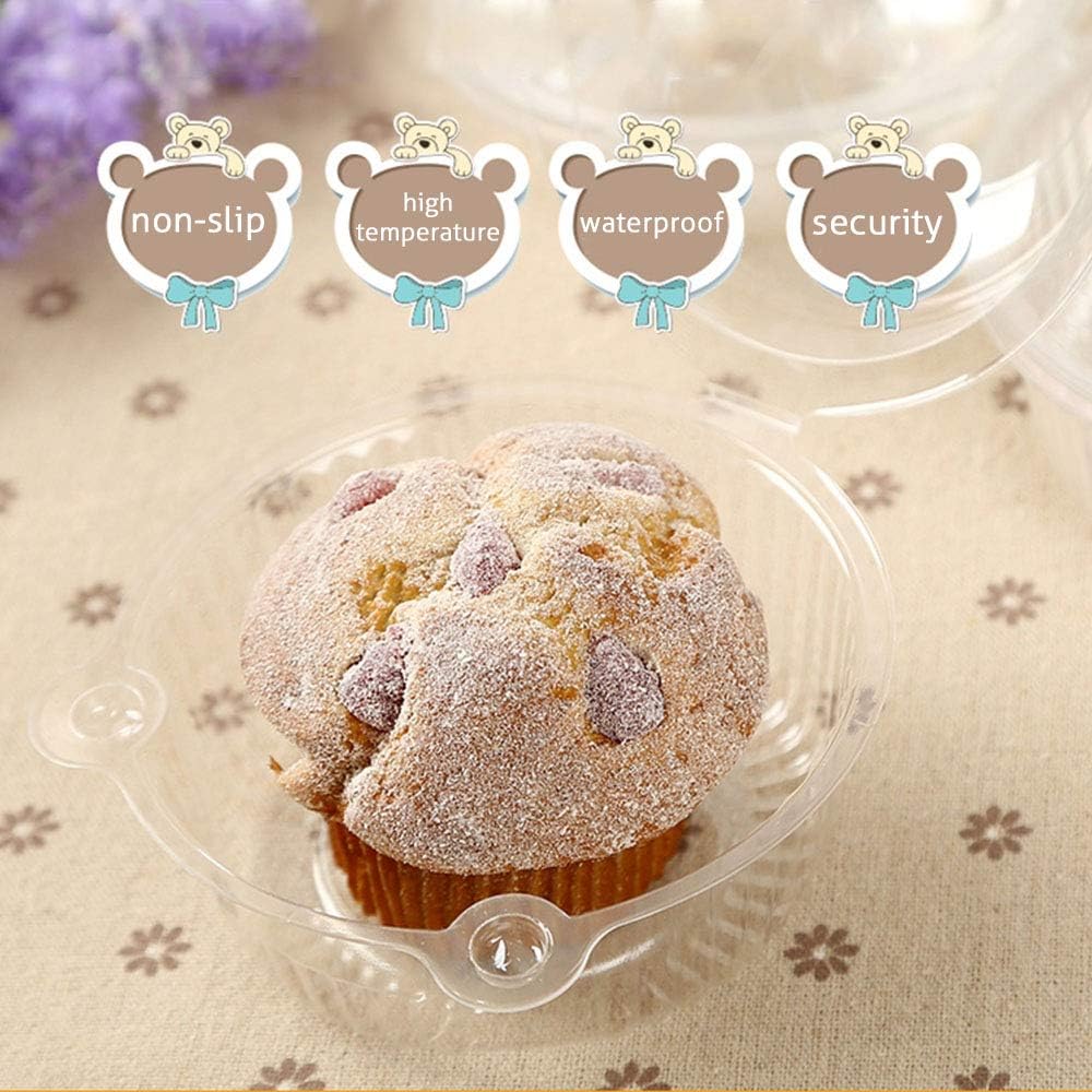 Cupcake Holders Individual,50 PC Cupcake Containers Disposable Clear Plastic Single Muffin Dome Holders Cases Individual Cupcake Boxes Bulk (white, 50 pcs)