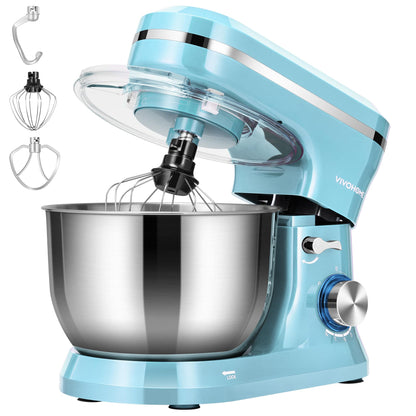 VIVOHOME 4.75 Quart Stand Mixer, 8 Speed Kitchen Electric Food Mixer, Household Stand Mixer for Baking, Cake, Bread with Beater, Dough Hook, Wire Whip and Egg Separator, Blue