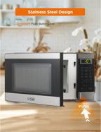 COMMERCIAL CHEF 0.7 Cubic Foot Microwave with 10 Power Levels, Small Microwave with Push Button, 700W Countertop Microwave up to 99 Minute Timer and Digital Display, Stainless Steel