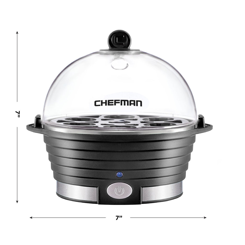 Яєчня Chefman Rapid Poacher, пароварка для продуктів та овочів, швидко готує до 6 яєць, вариться круто, середнього або некрутого приготування, в комплекті лоток для пашотування/омлету, сигнал готовності, без BPA, ЧОРНИЙ