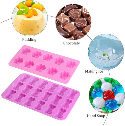 Puppy Dog Paw Bone Silicone Mold, Baking Mold, Used for Jelly, Candy, Chocolate,Ice Cube, Can Bake Dog Snack Biscuits