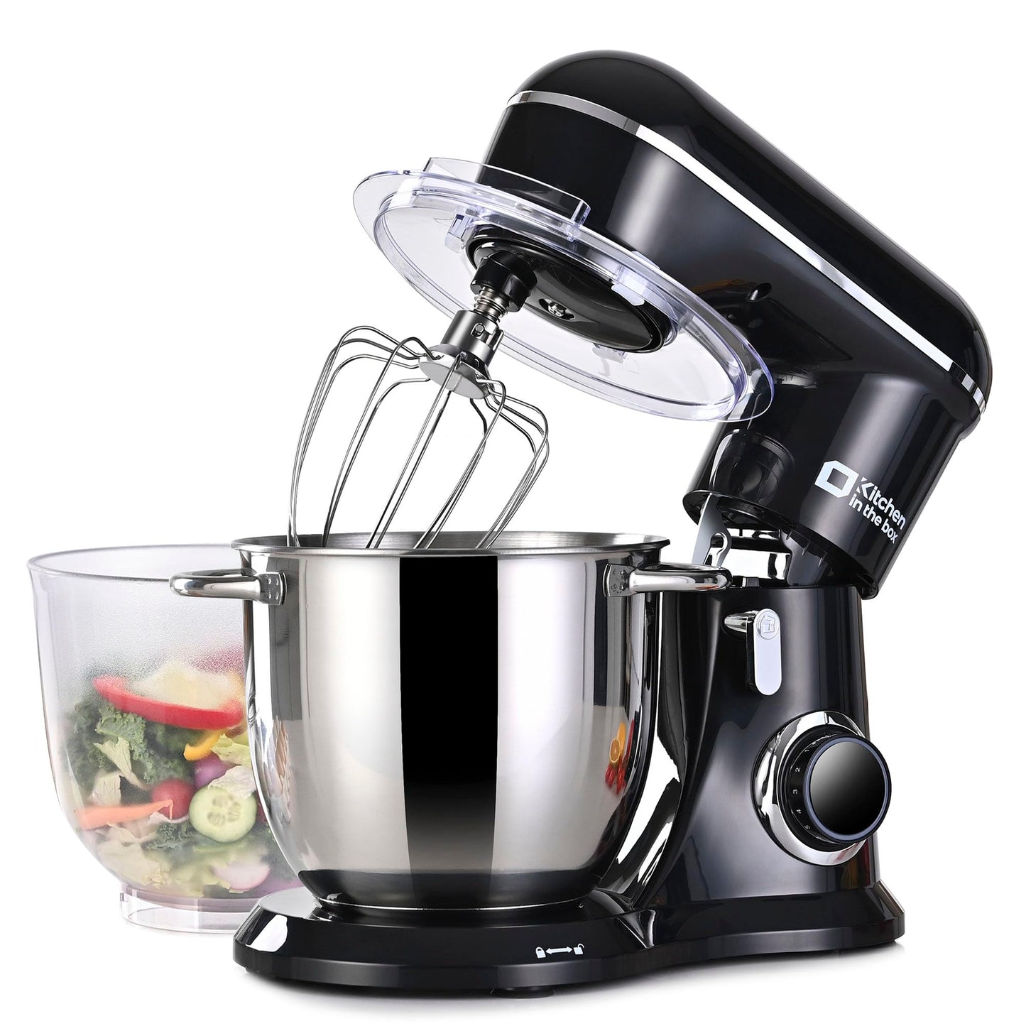 Kitchen in the box Stand Mixer, 4.5QT+5QT Two bowls Electric Food Mixer, 10 Speeds Kitchen Mixer for Daily Use with Egg Whisk,Dough Hook,Flat Beater (Black)