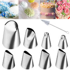 28 Pcs Russian Piping Tips Set, Frosting Nozzle Kit, Baking Supplies for Cookie Cupcake (12 Icing Tips 10 Pastry Baking Bags 2 Leaf Piping Tips 2 Couplers 1 Silicone Bag 1 cleaning brush)