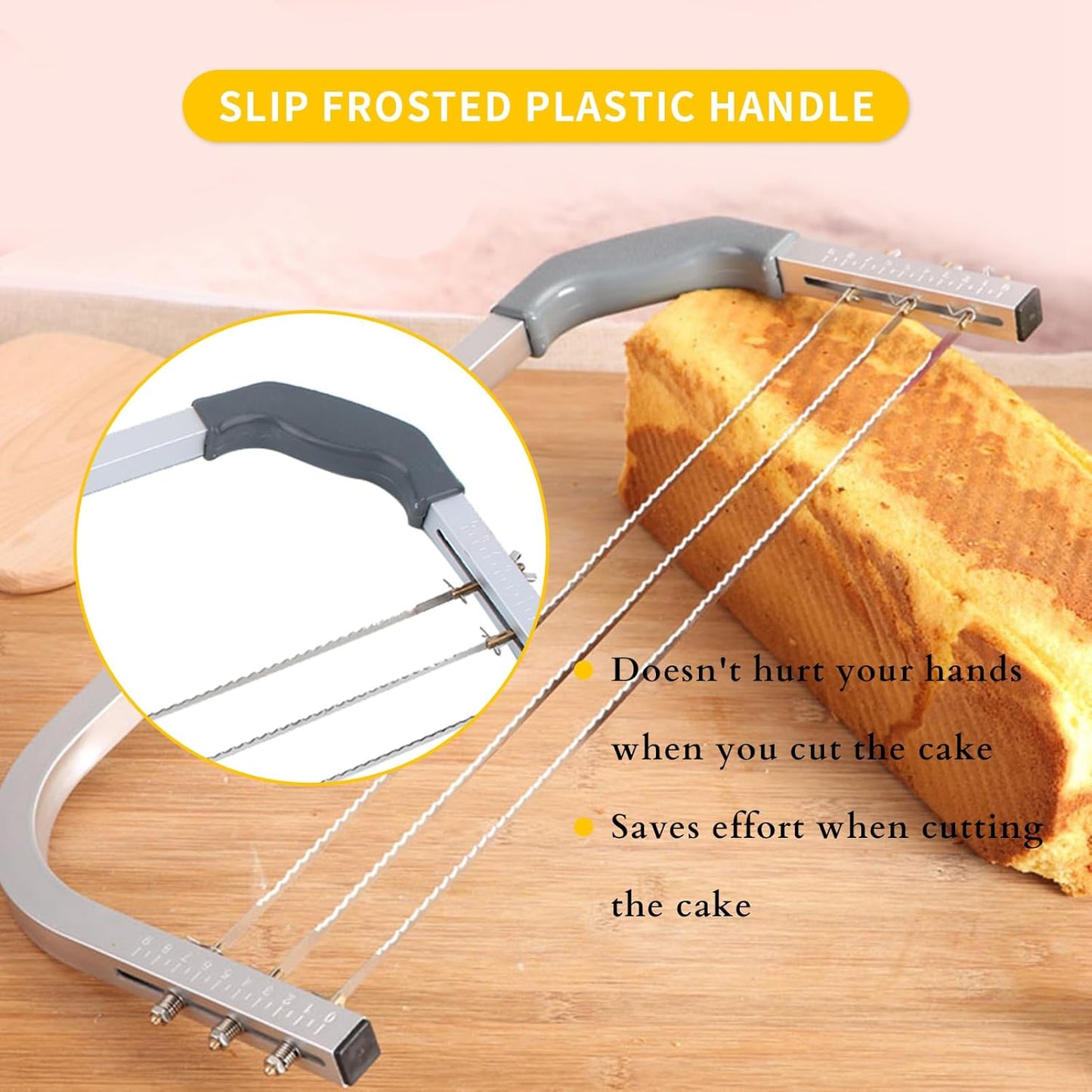 Gugxiom Adjustable Cake Leveler, Stainless Steel Baking Tools 3 Blades Cake Slicer Cutter, Professional Layer Slicer Cutter, Slicer Leveler Baking Tools for Wedding Birthday Layer Cakes