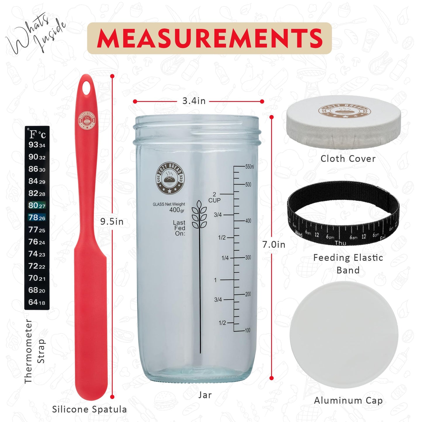 The Ultimate Sourdough Proofing & Sourdough Starter Jar Set by Cozy Bread® | Proofing Mat (10" x 21") | Insulation Box | Sourdough Starter Jar Kit