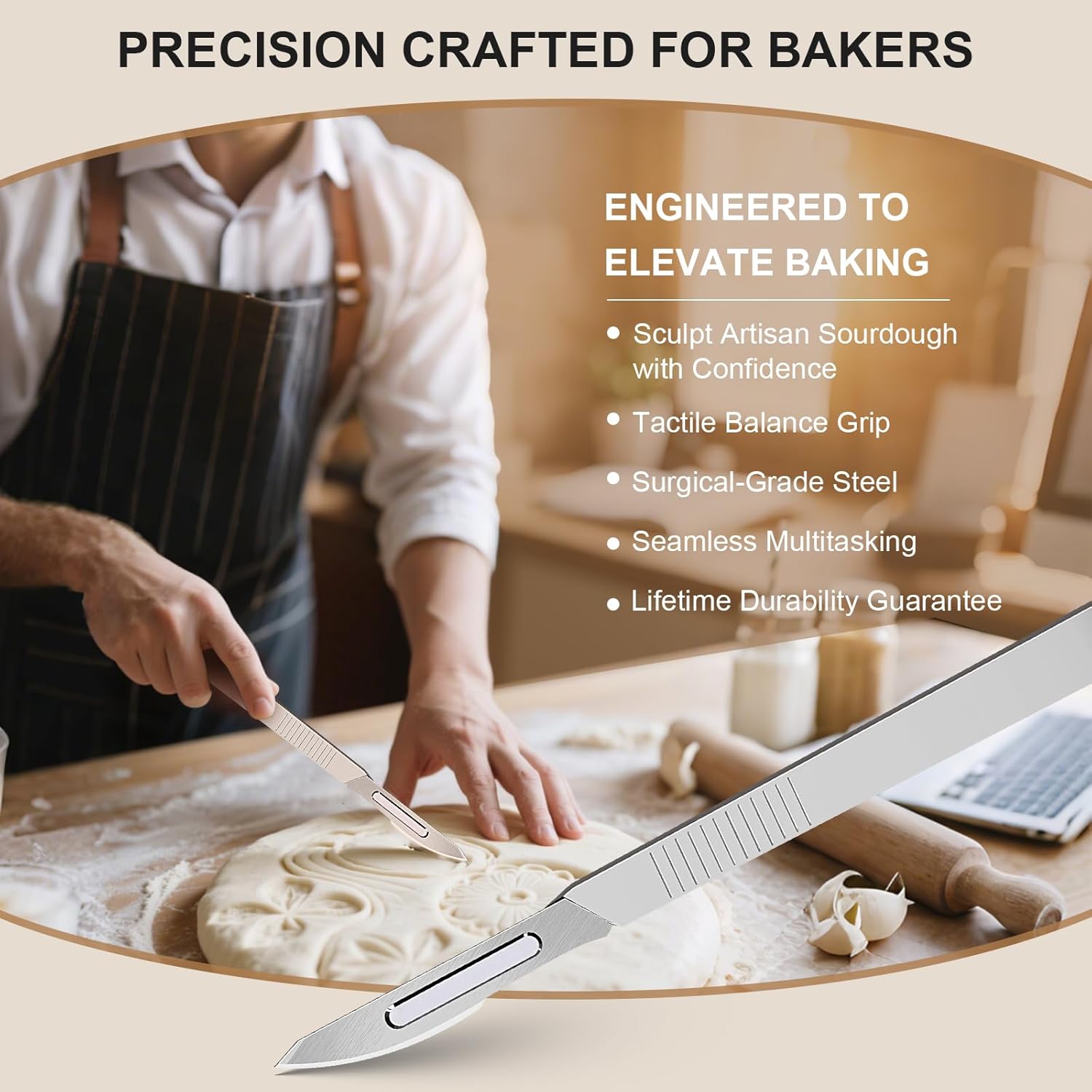Bread Lame & Sourdough Scoring Tool - Professional Bread Scoring Tool with 10 Ultra-Sharp Blades, Premium Dough Scorer for Artisan Sourdough Baking, Ergonomic Design & Durable Blades