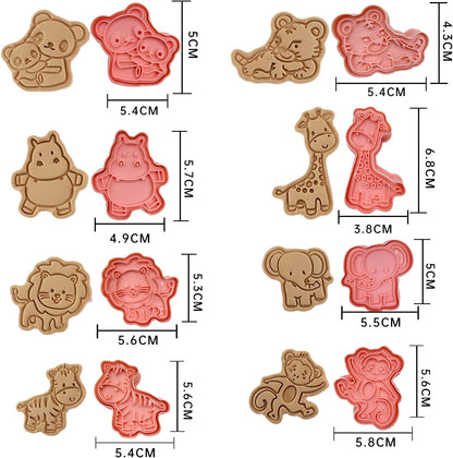 Forest Animal Cookie Cutters for Kids,Mini Cartoon Cookie Cutters with Plunger Stamps Set for Home Baking,Biscuits Cutter,Cake Decoration,Cute 3D Cookie Stamps
