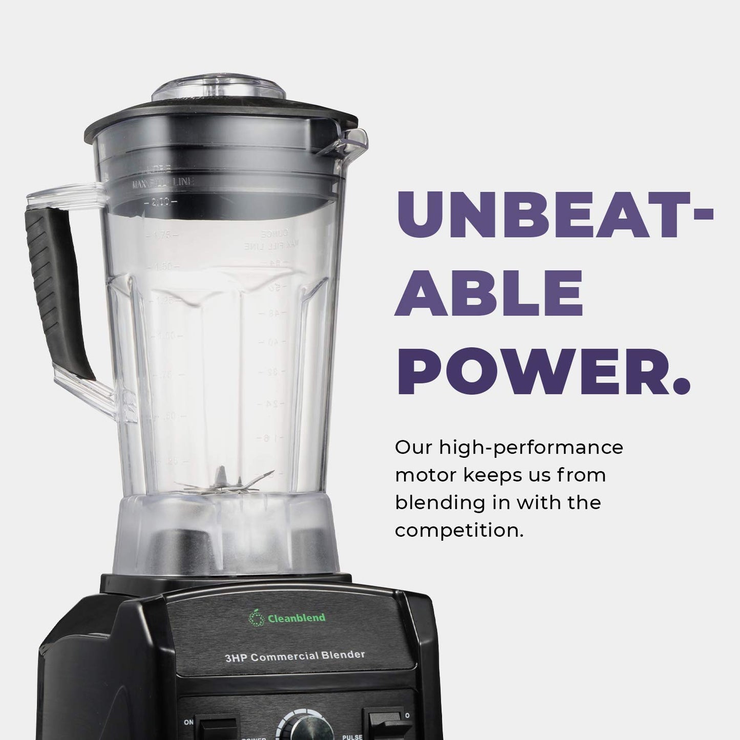 Cleanblend Commercial Blender with 5-Year Full Warranty - 1800W, 3HP, 64oz High-Performance Professional Countertop Blender with Stainless Steel Blades