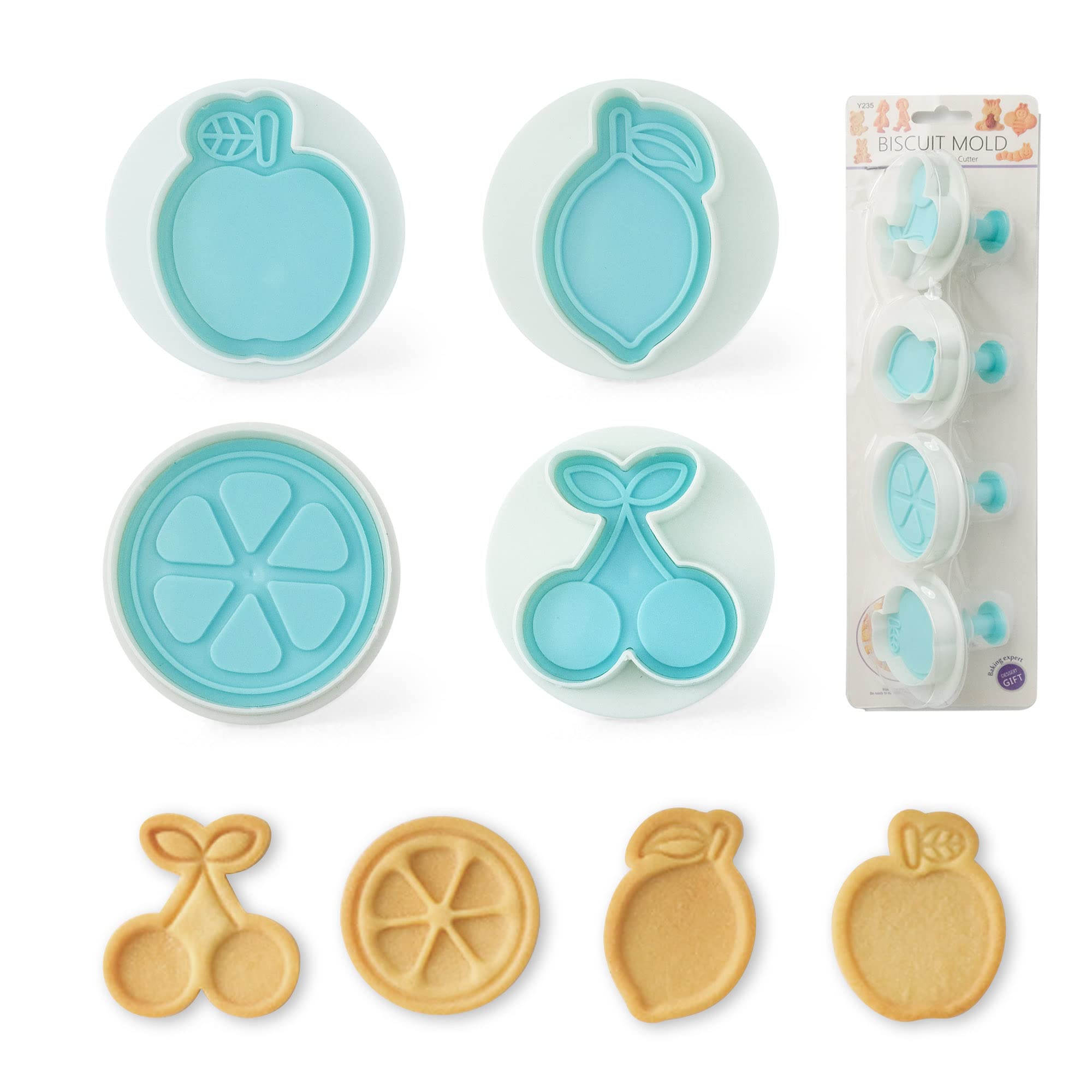 Cookie Stamps Set of 4, Cookie Press Mold, Decorating Supplies for DIY Baking, Cake, Pastry, Easy to Use-Flower Heart