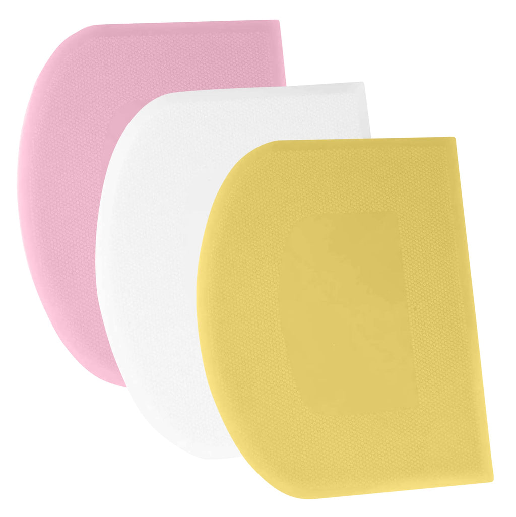 SURDOCA Dough Scraper Bench Scraper - 3P 4.7x3.7" Plastic Flexible Bowl Scraper, Sharp Edge & Angles Cake Scraper. Non-Slip Bakeware Decorating Tools Sculpting & Modeling Tools - Green+White+Green