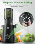 Juicer Machines, ECOSELF Cold Press Juicer with 4.35" Large Feed Chute Fit Whole Fruits and Vegetables, Juice Extractor Self Feeding Effortless for Batch Juicing, Easy to Clean, High Juice Yield