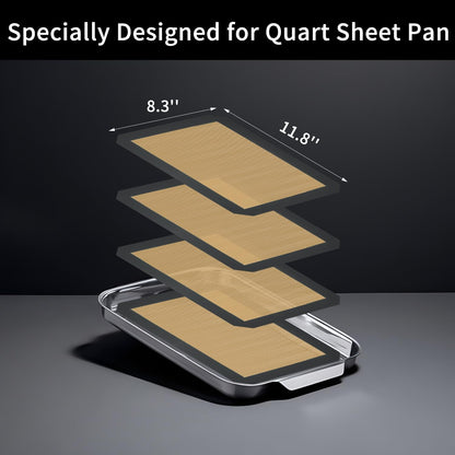 Small Silicone Baking Mats, Set of 4,11-4/5x8-1/4 Inch Quarter Sheet Size, Non Stick, BPA Free, 1/4 Baking Sheet Pan Liner for Cookies, Macaron, Bread, Pastry, Toaster (Grey)