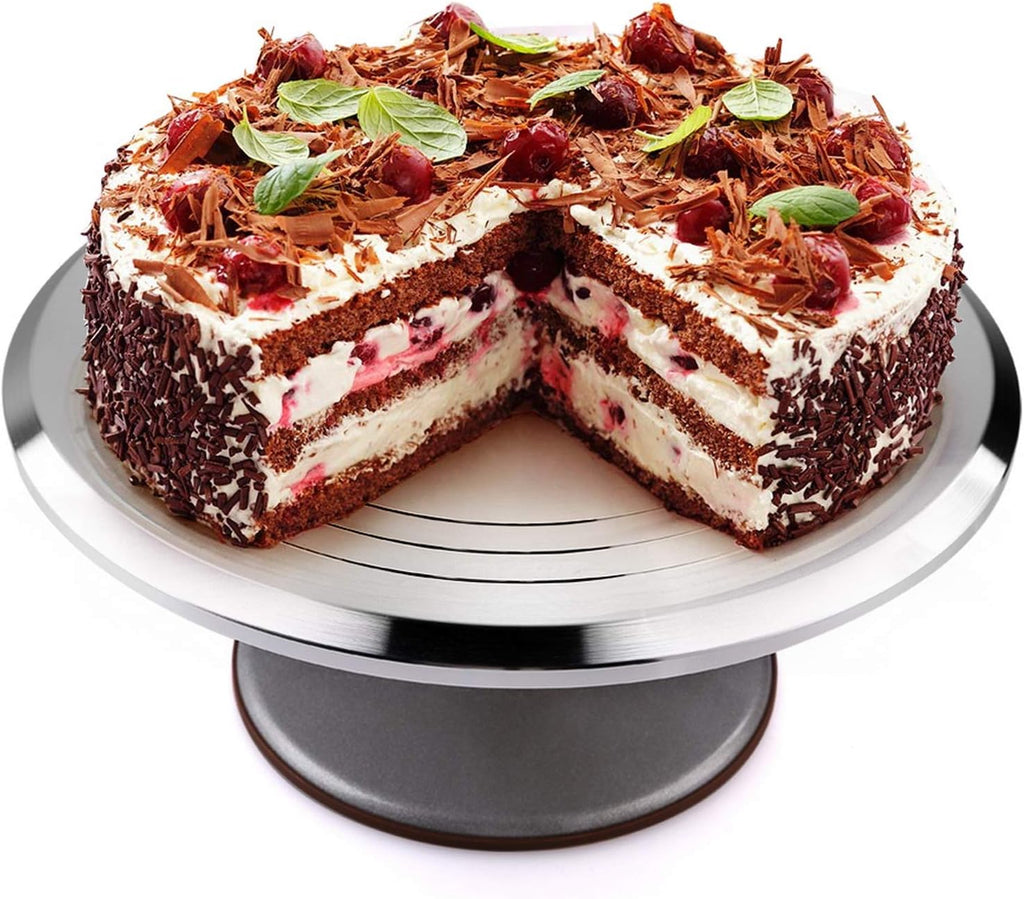 12'' Cake Stand, Cake Spinner Cake Decorating Supplies, Round Decorating Turntable Revolving Aluminum Table Holder Baking Display Tray Plate Tools Accessories for Birthday Wedding Party