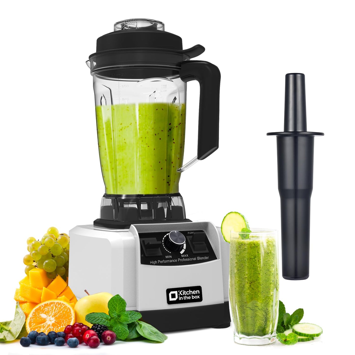 Kitchen in the box Blender, 68 OZ Professional Countertop Blender, 1450W High Performance 2HP Blender, BPA Free Large Capacity Blender, Smoothies, Ice Crush, Milkshake (Silver)