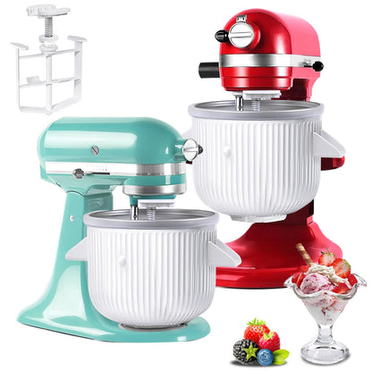 Ice Cream Maker Attachment for KitchenAid Stand Mixer, Compatible with 4.5/5QT & 6QT Stand Mixers, 2 Quart Frozen Kitchenaid Ice Cream Maker Attachment Ice Cream Bowl for Yogurt/Sorbet Gelato