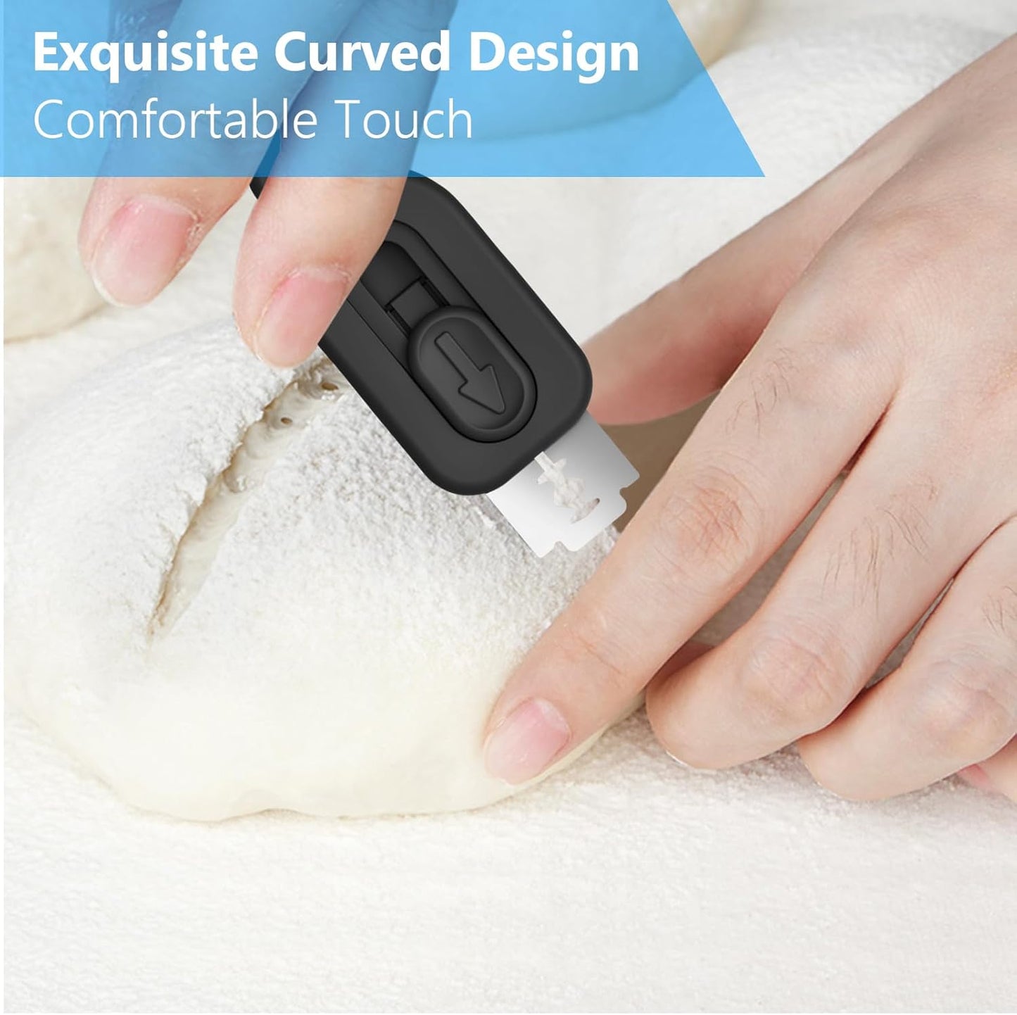 Bread Lame Dough Scoring Tool,2pcs Sourdough Bread Scorer Bread Making Cutter Blade with 10pcs Blades for Homemade Bread Baking Making Tools Supplies (1pcs Black)