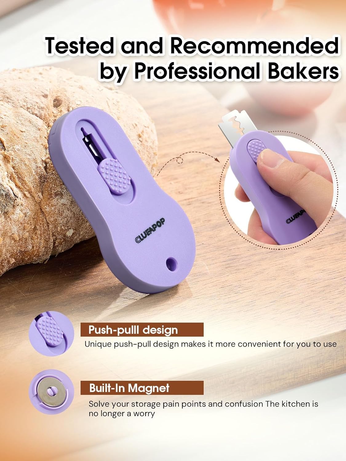 Bread Lame Sourdough Scoring Tool, Extractable & Magnetic Lame Scoring Tool, Bread Dough Cutter Slashing Razor Tool, Bread Scoring Tool for Sourdough Bread Baking - Scoring Knife