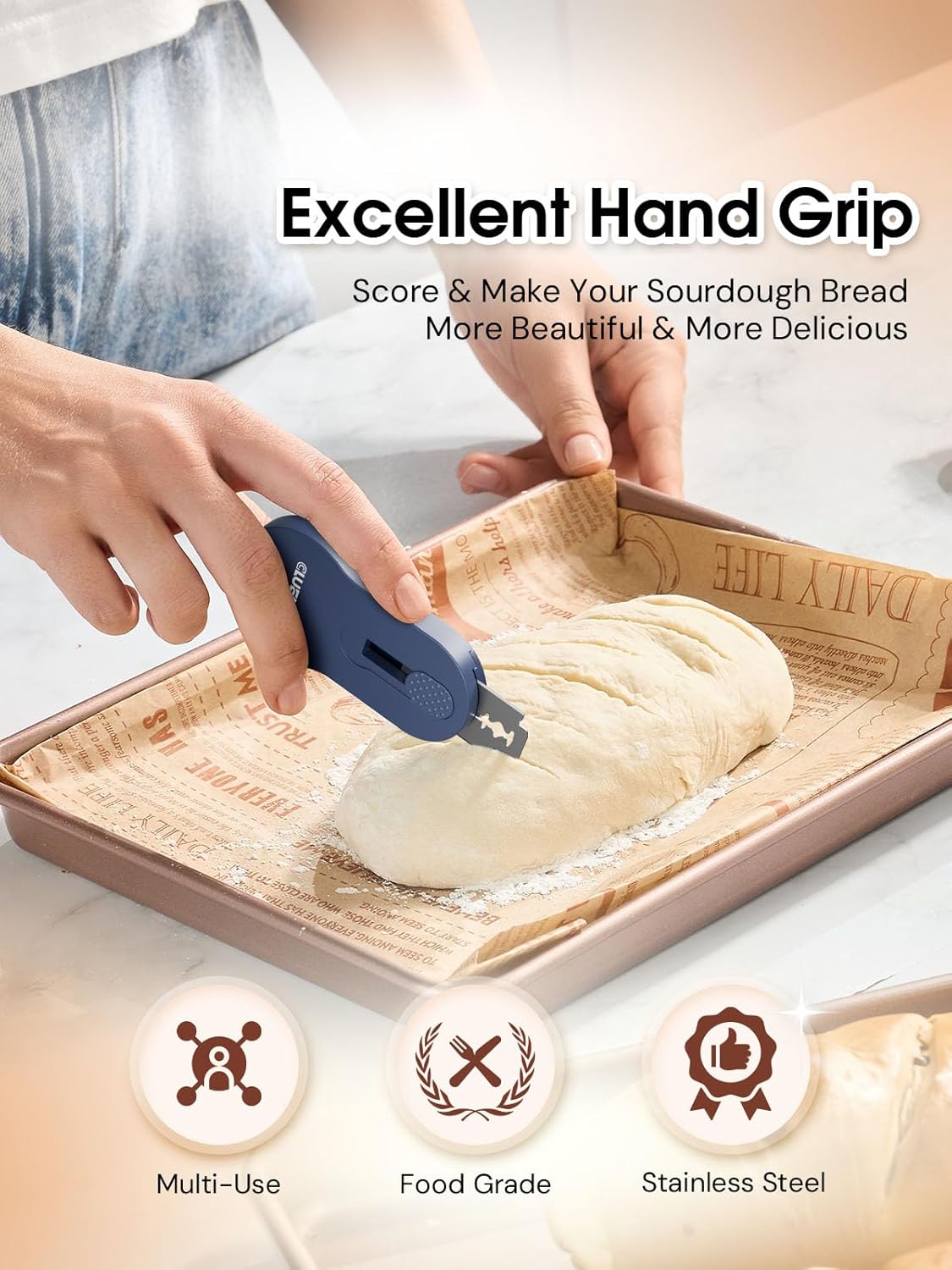 Extractable & Magnetic Bread Lame Dough Scoring Tool,Sourdough Scoring Tools,Bread Dough Cutter Slashing Razor Tool,5 Razor Blades,Bread Baking & Making Tools Supplies Accessories