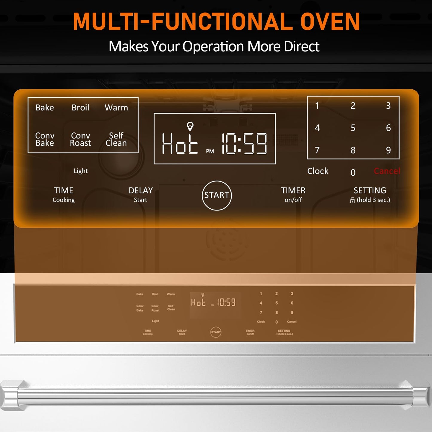 Towallmark Wall Oven30 inch Single Wall Ovens Electric Built-in Convection Oven, 3800W, 4.8 Cu. Ft. Broil Bake Roast Function, Touch Control, Safety Lock, LED Display, Timer for Kitchen Cabinetry