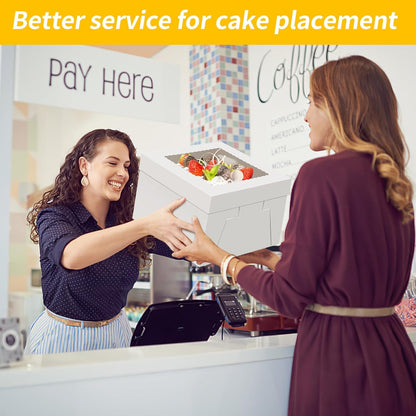 WINKIO 4 Pack Cake Boxes 12 Inch, Disposable Cake Transport Container, White Bakery Boxes with Large Window, for Cookies Pies Cupcakes Pastry (12×12×8 Inches)