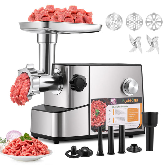 Flyseago Meat Grinder Electric 3200w High Capacity Commercial Heavy Duty Meat Grinder and Sausage Stuffers, Kubbe Kit for Household Use & Commercial