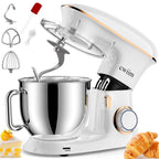 Stand Mixer CWIIM 8.5Qt 660W mixers kitchen electric stand mixer 6+P Speed stand up mixer with Dough Hook, Flat Beater, Whisk, Splash Guard, for dough mixer Baking Bread Cake Cookie Salad Egg (White)
