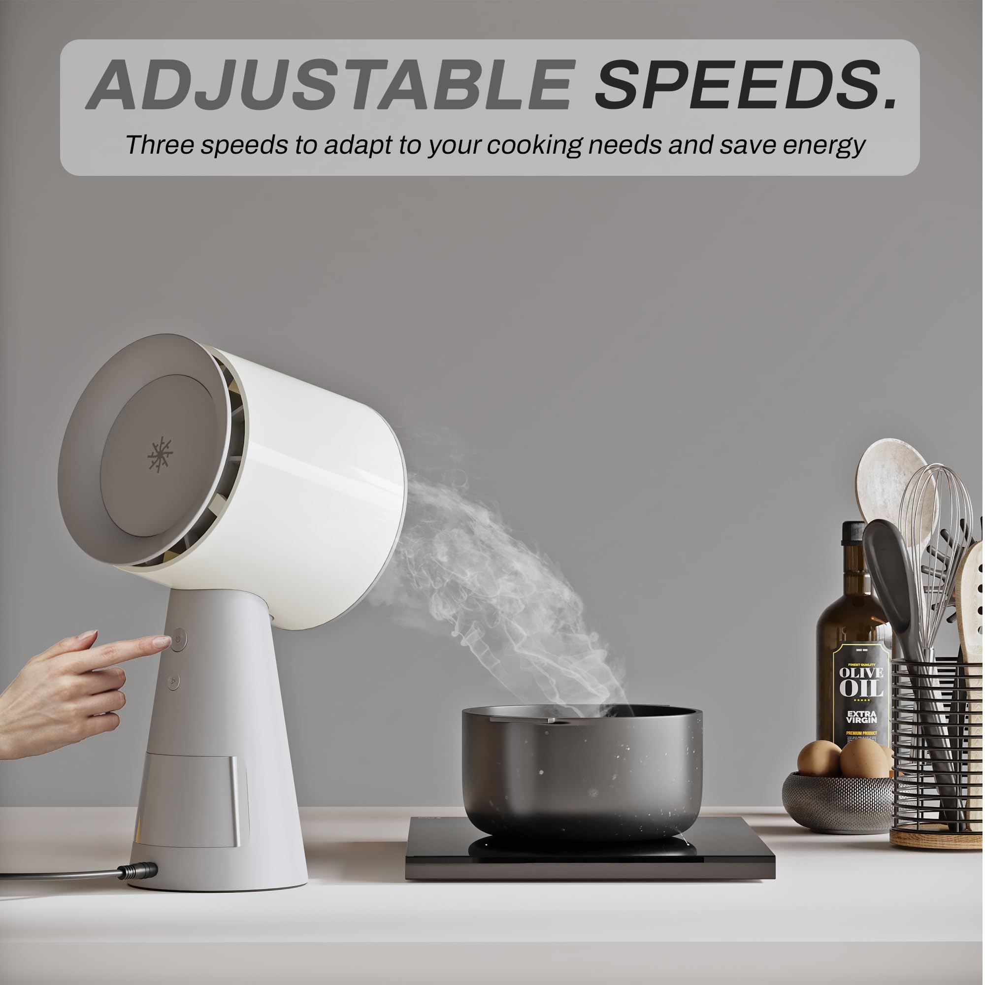 TUCO Portable Range Hood, Desktop Kitchen Exhaust Fan with 3 Speeds, Detachable Aluminum Carbon Filter, Low Noise, Oil Collection Cup, Smoke Purifier for Indoor BBQ, Hot Pot and RV Kitchens