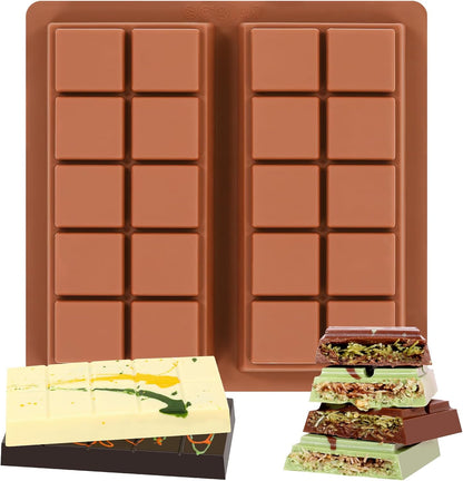 Dubai Chocolate Molds 1 Inch Deep, Silicone Chocolate Bar Mold – Non-Stick, Flexible, Large and Thick Homemade Chocolates, Candies, and Desserts - Set of 1
