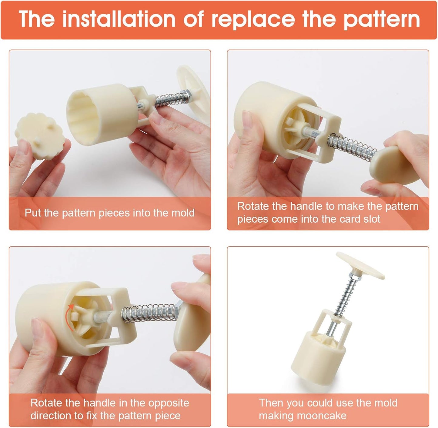 Luxiv Moon Cake Mould 50g, 12 PCS Pattern Hand-Pressure Mooncake Molds for Mid-Autumn DIY Pastry Tool 2 Sets with 6pcs Round Flower Mooncake Mode and 6 Pcs Square Pattern Mooncake Mould (White, 50g)