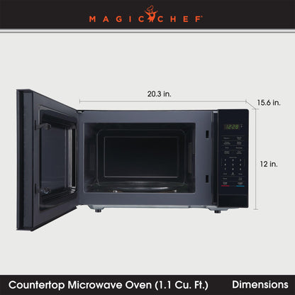 Magic Chef Countertop Microwave Oven, Small and Compact, 1000 Watt, 1.1 Cu Ft, Black