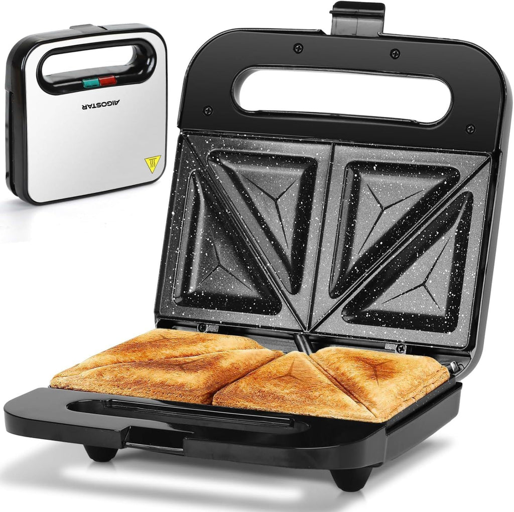 Opiekacz do kanapek Aigostar z super nieprzywierającymi ceramicznymi płytami, opiekacz do kanapek Panini, elektryczny opiekacz do kanapek, śniadaniowy, elektryczny, do grillowania, sera, omletów z tuńczyka, przekąsek, tostadora de pan ze stali nierdzewnej