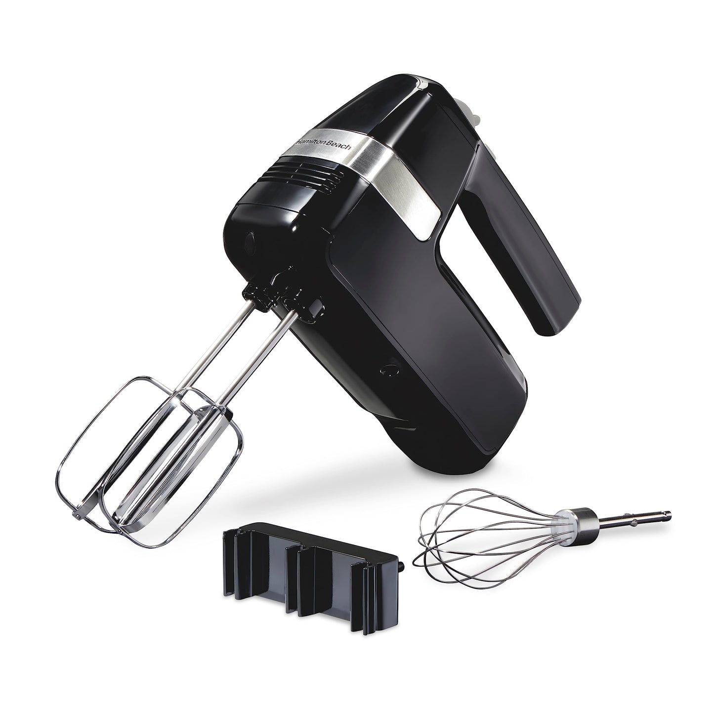 Hamilton Beach Electric Hand Mixer, 6 Speeds + Stir Button, 300 Watts of Peak Power for Powerful Mixing, Includes Whisk and Storage Clip, Black (62628)