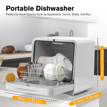 Cobuy Portable Dishwasher Countertop,7 Washing Programs Mini Dishwashers with 5 L Built-in Water Tank and 24H Delay Start & 360° Dual Spray,Air Dry Compact Dishwasher With Baby Care,Apartments & RVs