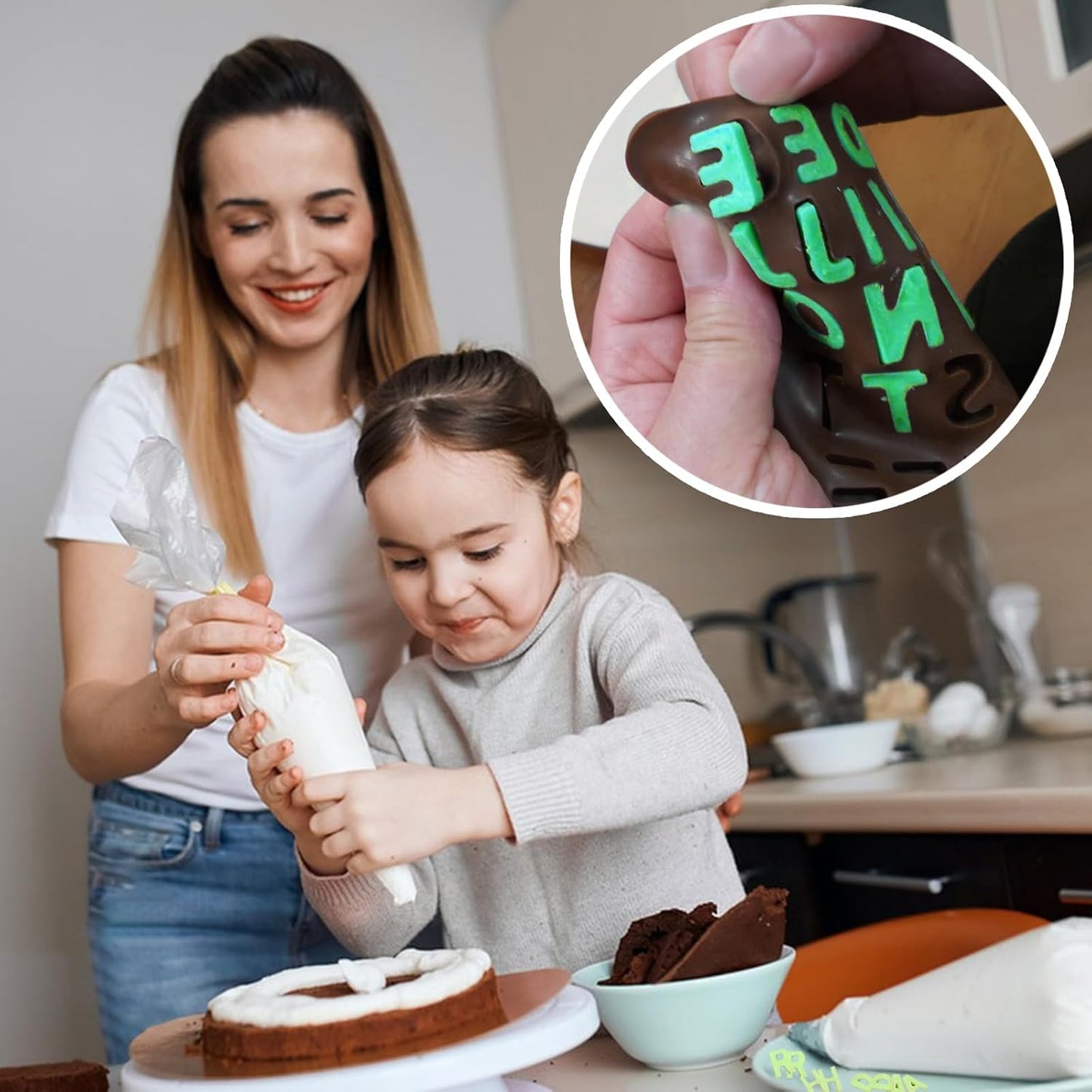 2 pcs Number Chocolate Molds and Letter Silicone Molds, kitchen utensils, cake cookies, ice cubes, chocolate resin candy making products