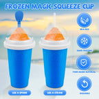 Kubek do robienia slushy, kubek do mrożonych koktajli Magic Quick Frozen Smoothies, przenośny dwuwarstwowy kubek do robienia slushy, maszyna do robienia slushie ze słomką i łyżką, prezenty świąteczne dla rodziny, dzieci i rodziny (niebieski)
