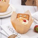 Nordic Paper 100pcs Large Size Natural Tulip Cupcake Liners for Baking, Large Muffin Liners, Cupcake Wrapper for Party, Christmas