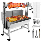 Migoda Grill Rotisserie ze stali nierdzewnej z osłoną tylną, silnik 25 W, mała pieczeń dla prosiąt i jagniąt, 37'' 2 w 1, grill węglowy do grilla, kempingowy, zewnętrzny, kuchenny