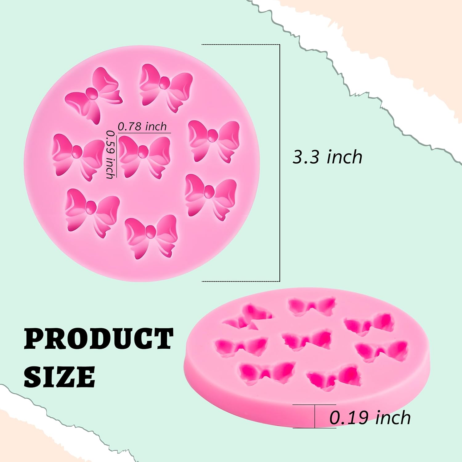 YunKo W0770 8 Mini Bows Silicone Fondant Molds Chocolate Sugar Candy Cake Pop Bow Craft Molds DIY Cake Decorating