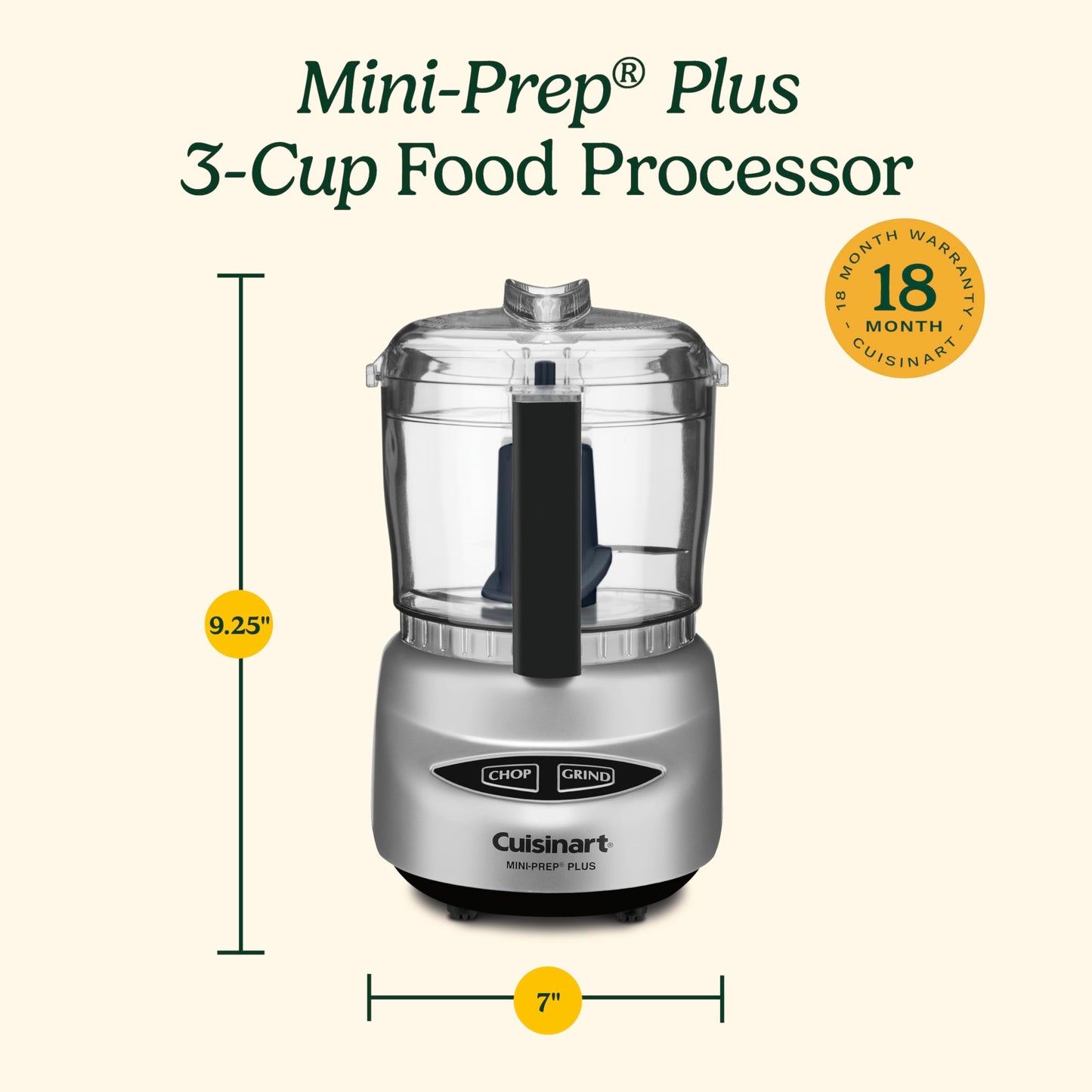 Cuisinart Food Processor, Mini-Prep 3 Cup, 24 oz, Brushed Chrome and Nickel, DLC-2ABC