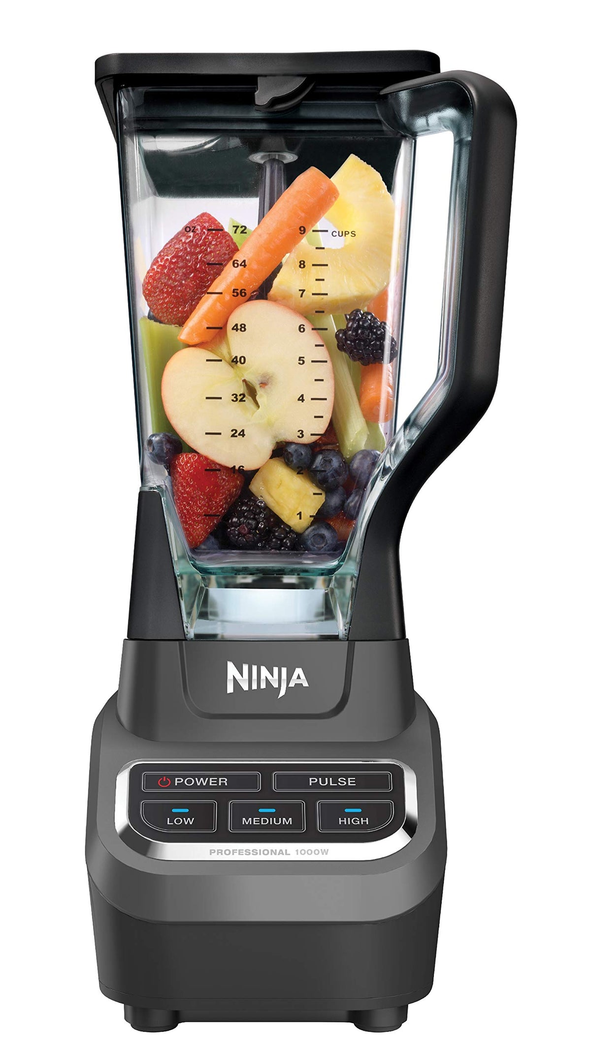 Ninja BL610 Professional 72 Oz Countertop 1000-Watt Base i Total Crushing Technology do koktajli, lodu i mrożonych owoców, czarny, blender + dzbanek