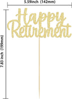 Gyufise Gold Glitter Happy Retirement Cake Topper Retirement Cake Decoration Picks for Retired Party Cake Decoration Party Supplies 1 Pack