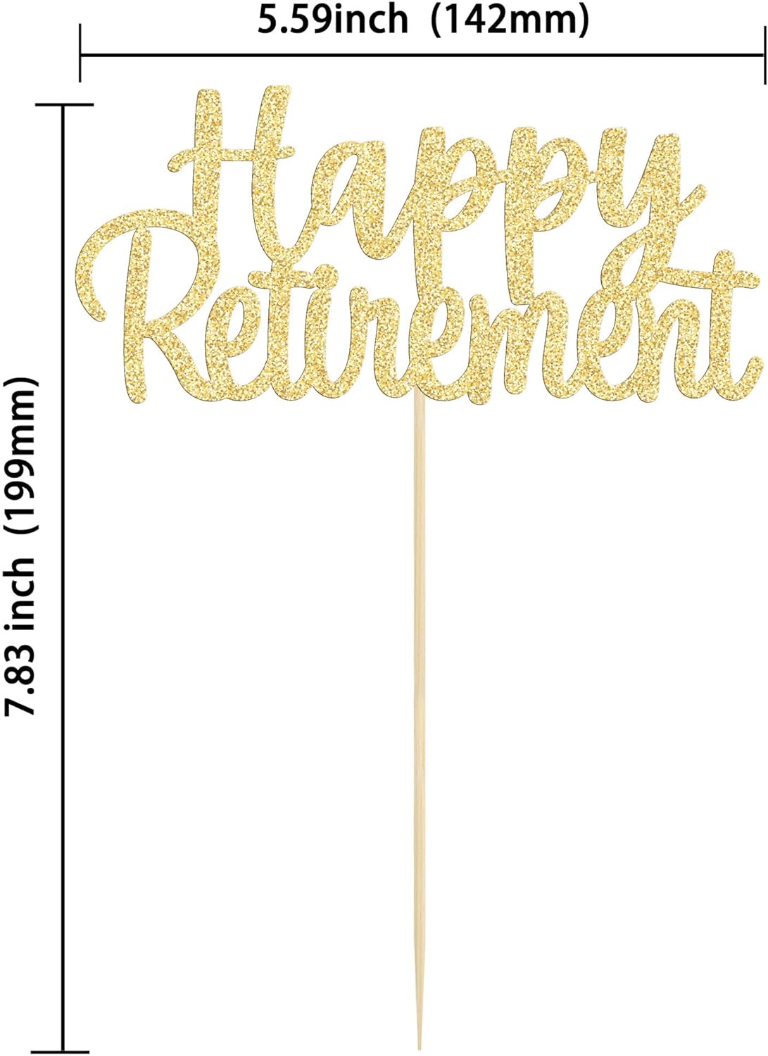 Gyufise Gold Glitter Happy Retirement Cake Topper Retirement Cake Decoration Picks for Retired Party Cake Decoration Party Supplies 1 Pack