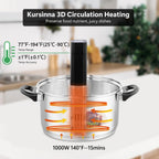 KURSINNA Sous Vide Machine, 1000 W Sous Vide Cooker, 15 dB Ultra-cichy cyrkulator zanurzeniowy z dokładnym cyfrowym timerem temperatury, IPX7 Wodoodporny precyzyjny garnek
