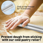 Zulay Kitchen 15.9 inch Professional Stainless Steel Rolling Pin - Lightweight Metal French Rolling Pin - Perfect for Baking, Fondant, Pizza Dough Roller, Dumpling
