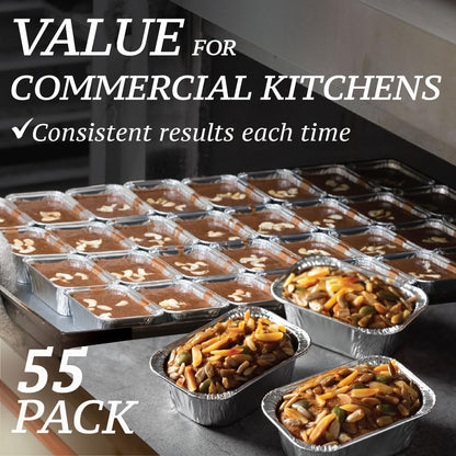 Spare Essentials (55 Pack) 1LB Mini Foil Loaf Pans - 1 Pound Disposable Aluminum Baking Pans for Individual Bread, Cake, Meatloaf - Small Loaf Pans with Liners, Small Bread Tins 6 x 3.5 x 2