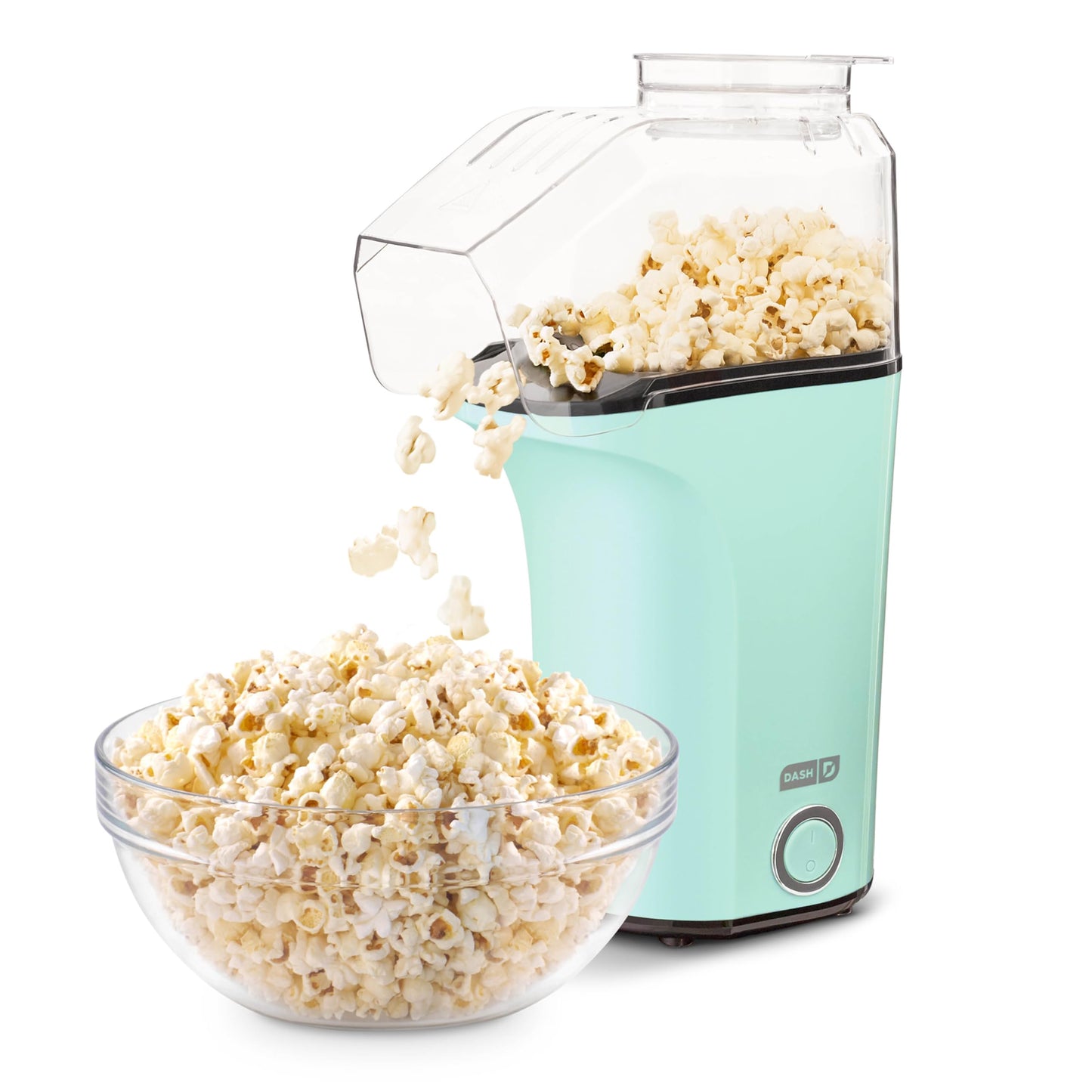 DASH Hot Air Popcorn Popper Maker with Measuring Cup to Portion Popping Corn Kernels + Melt Butter, 16 Cups - Aqua