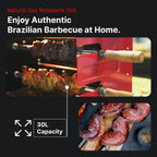 Brazylijski grill rożenowy Churrasco® z palnikiem gazowym i automatycznie obracającymi się szpikulcami do kurczaka z rożna, brazylijskiego grilla i churrasco, maszyny do shawarmy, grilla propanowego - seria 2024